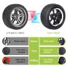 Hobbyfire Preglued 2.64" OD Aluminum Metal 12mm Hex Wheels and Tires Set for 1/10 On-Road Racing RC Touring Cars Drift, Compatible with Traxxas 4Tec 2.0/3.0, Tamiya TT01 TT02, HPI RS4, Redcat(Color D) view 4
