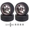 Hobbyfire Preglued 2.64" OD Aluminum Metal 12mm Hex Wheels and Tires Set for 1/10 On-Road Racing RC Touring Cars Drift, Compatible with Traxxas 4Tec 2.0/3.0, Tamiya TT01 TT02, HPI RS4, Redcat(Color C) view 1