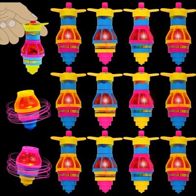 PowerTRC Spinning Tops for Kids, LED Light Up UFO Tops | Bulk Party Favor Toys | 12 Pack Tops with Gyroscope for Parties, Birthdays, Or School Rewards