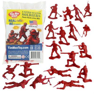 TimMee Plastic Army Men - Red 48pc Toy Soldier Figures - Made in USA