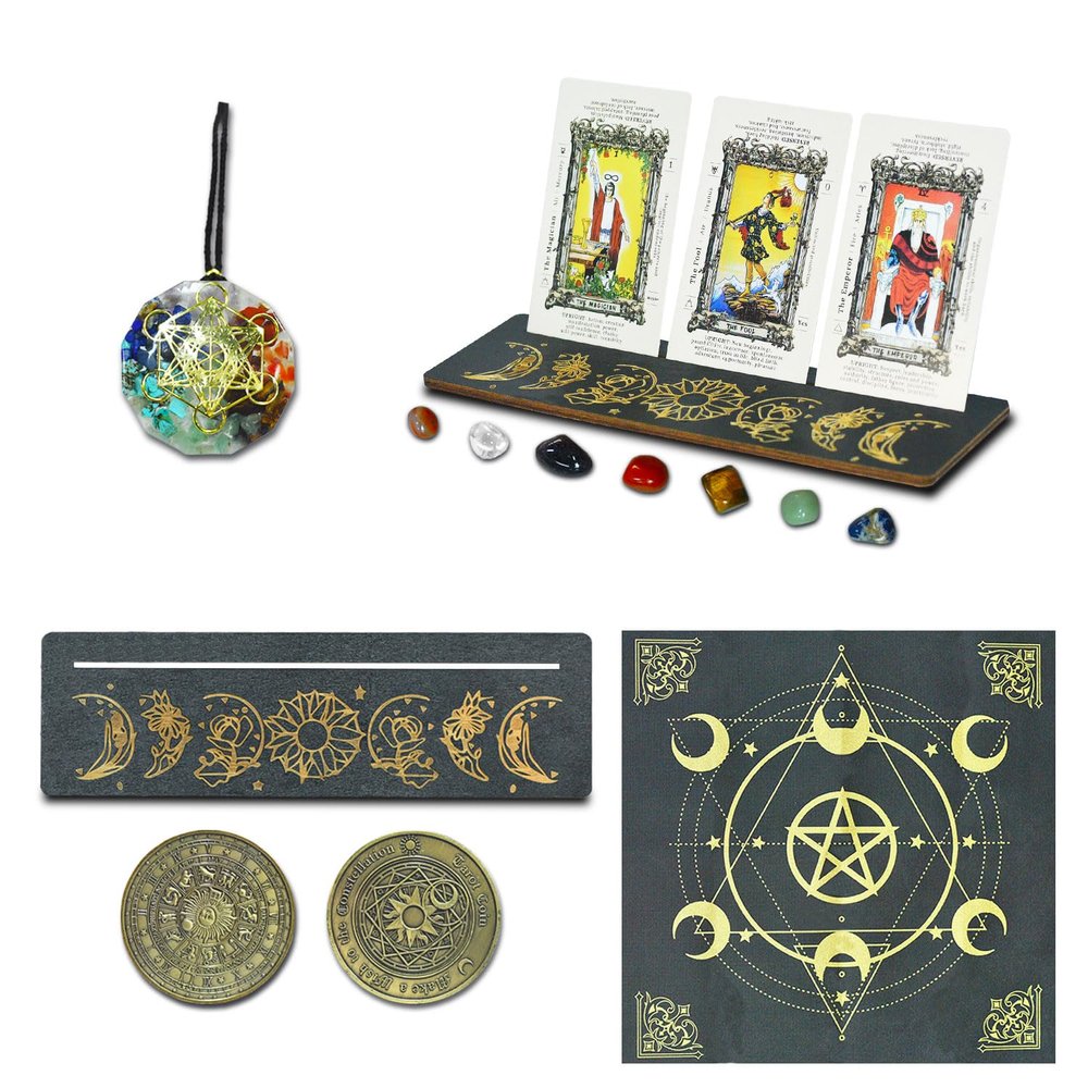 Knana 11Pcs Tarot Card Holder Set Wooden Tarot Card Stand Tarot Accessories Divination Tools Witchcraft Decorations Wiccan Altar Supplies