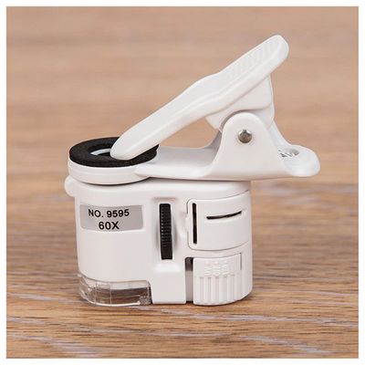 Microscope Accessories Kit 60X Clip Pocket Microscope, with Cell Phone Clip Microscope Slides (Color : 1pcs)