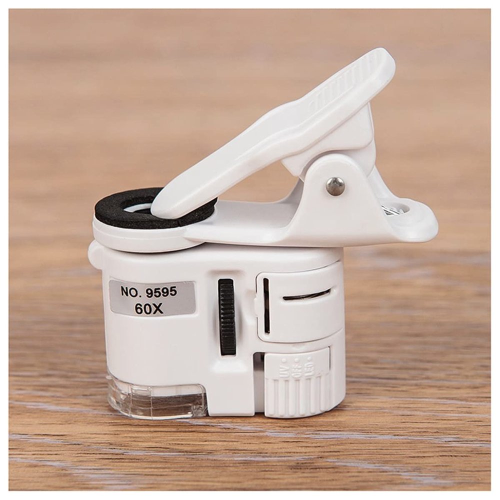 Microscope Accessories Kit 60X Clip Pocket Microscope, with Cell Phone Clip Microscope Slides (Color : 1pcs)
