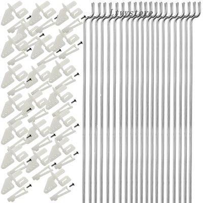 Ltvystore 20Pcs 304 Stainless Steel 1.2 x 450mm Z Push Rods Parts &20Pcs Nylon Control Horns 21x10 mm Compatible for RC Airplane Plane Boat Replacement