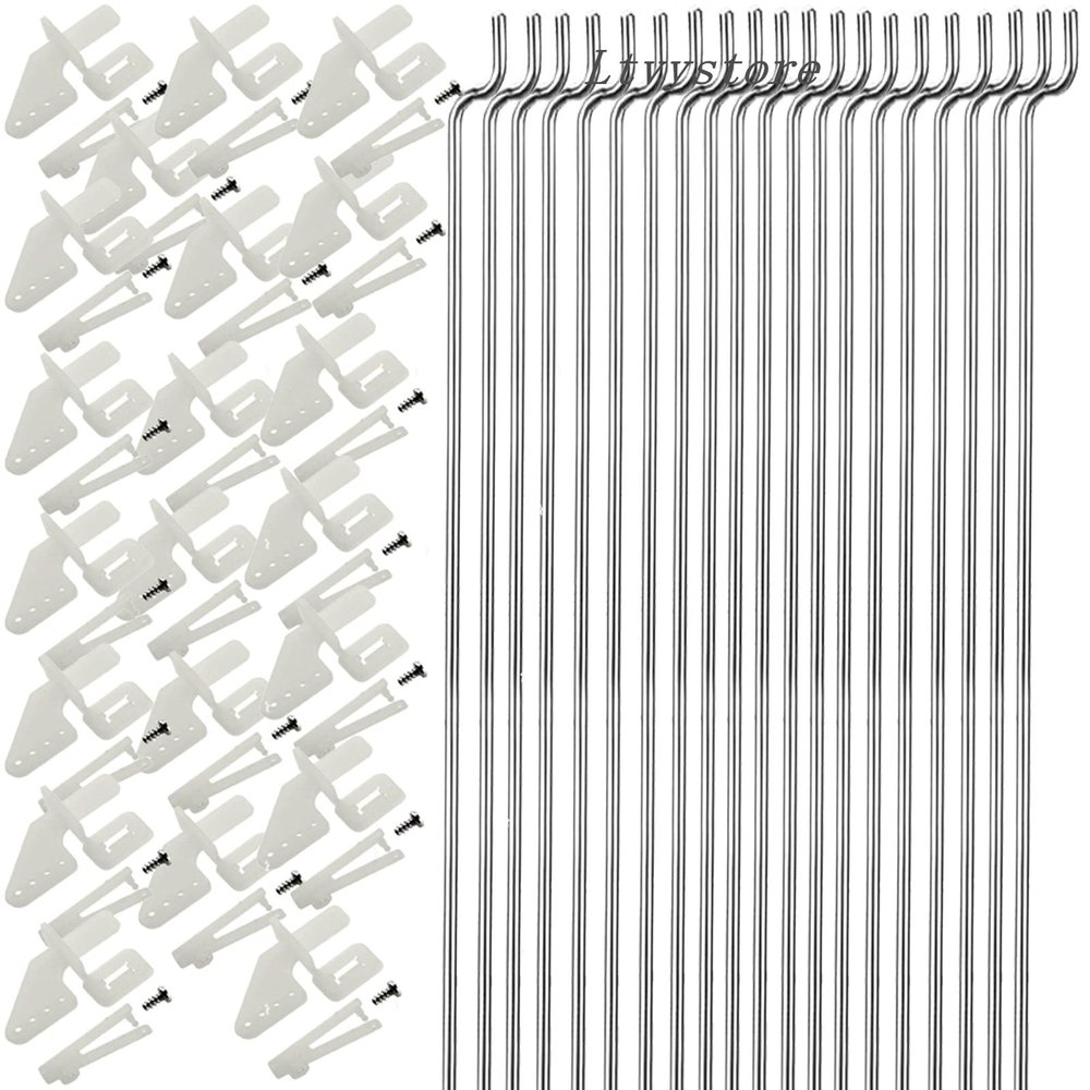 Ltvystore 20Pcs 304 Stainless Steel 1.2 x 450mm Z Push Rods Parts &20Pcs Nylon Control Horns 21x10 mm Compatible for RC Airplane Plane Boat Replacement