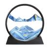 BGFJYUK Moving Sand Art Picture in Motion, Round Tempered Glass 3D Deep Sea Sandscapes with Display Flowing Sand Frame for Relaxing Desktop Home Office Work Dcor for Kids Adults Blue, 7inch view 1