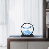 BGFJYUK Moving Sand Art Picture in Motion, Round Tempered Glass 3D Deep Sea Sandscapes with Display Flowing Sand Frame for Relaxing Desktop Home Office Work Dcor for Kids Adults Blue, 7inch view 4