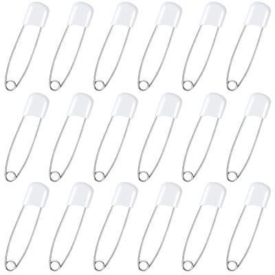 100 Pcs Diaper Pins, 2.2in Diaper Pins for Cloth Diapers Heavy Duty, Stainless Steel Baby Safety Pins, Plastic Head Baby Pins with Safe Locking Closures (White)