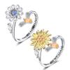 Honsny Fidget Rings for Women, Spinner Fidget Ring Set, Sunflower Butterfly Bee Star Moon Relief Spinning Rings for Adults view 1