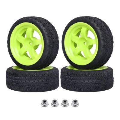 Hobbyfire Pre-Glued OD 2.6" 12mm Hex Wheels Rims and Rubber Tires for Traxxas Tamiya HPI HSP Redcat RC 1/10 On Road Racing Car, Set of 4 (Color H)