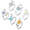 KOHOTA Fidget Rings for Women Spinner Ring for Anxiety Adjustable CZ Sunflower Butterfly Rose Star Moon Stress Relief Open Rings Set view 1