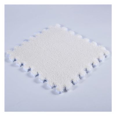 16 Pieces Plush Puzzle Foam Floor Mat,Square Interlocking Fluffy Tiles,Soft Climbing Carpet Mats Shaggy Area Rug for Room Floor 12X12inch,Beige