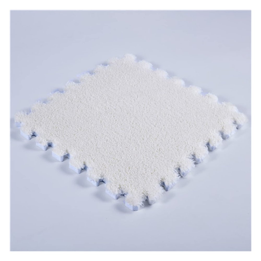 16 Pieces Plush Puzzle Foam Floor Mat,Square Interlocking Fluffy Tiles,Soft Climbing Carpet Mats Shaggy Area Rug for Room Floor 12X12inch,Beige