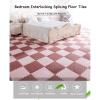 16 Pieces Plush Puzzle Foam Floor Mat,Square Interlocking Fluffy Tiles,Soft Climbing Carpet Mats Shaggy Area Rug for Room Floor 12X12inch,Beige view 2