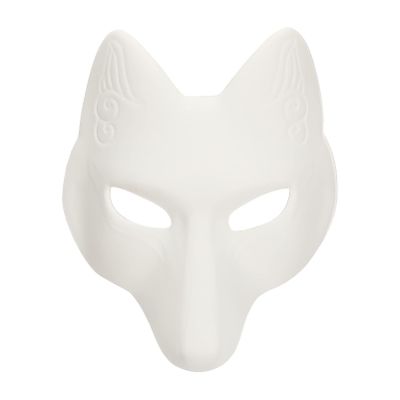 ABOOFAN Blank Fox Mask Halloween Fox Mask Costume White DIY Blank Japanese Kabuki Kitsune for Halloween Masquerade Cosplay Accessory