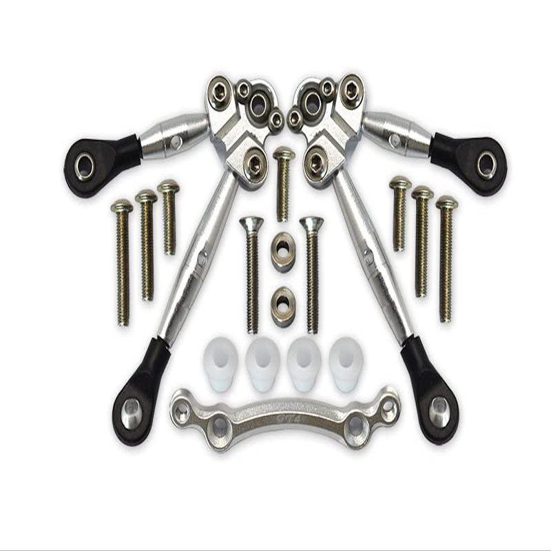 GPM Upgrades Aluminum Front Tie Rods with Stabilizer for C Hub for 1/10 4WD Ford Gt 4-TEC 2.0 (83056-4) RC Cars (Silver)