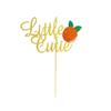 Arthsdite Little Cutie Cake Topper Gold Orange Glitter Cake Decoration for Citrus Theme Baby Shower Birthday Cake Picks Party Decoration view 3