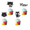 Arthsdite 24Pcs Cat Cupcake Toppers Kitten & Meow Cupcake Food Picks - Cat Lover Kitten Theme Baby Shower Kids Birthday Wedding Party Cake Decorations Supplies - Black Glitter view 2