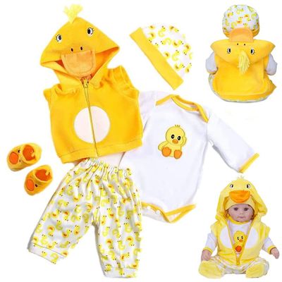 MAIHAO Reborn Baby Doll Clothes - 5pcs Set Outfit Accessories for 17-22 Inch Dolls (Yellow Duck)