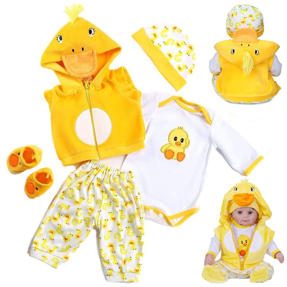 MAIHAO Reborn Baby Doll Clothes - 5pcs Set Outfit Accessories for 17-22 Inch Dolls (Yellow Duck)