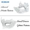 MYSEUNI White Masquerade Mask for Couples - Shiny Rhinestone Filigree Metal Venetian Mask & Mens Vintage Venetian Mask for Wedding Evening Prom Mardi Gras Masquerade Ball view 3