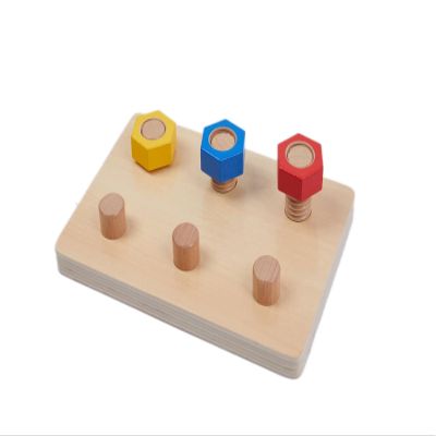 Jumbo Wooden Nuts and Bolts Board, Wooden Puzzle Stacking Toys for 1-3 Year Olds, Occupational Therapy Toys for Fine Motor Skills, Boys & Girls Baby Gift