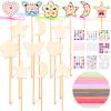 Chinco 36 Sets Princess Fairy Wands Kit Include Wooden Fairy Wands, Gem Stickers, Ribbons Unfinished Wooden DIY Magical Crafts Moon Butterfly Magical Crafts for Girls Make Your Own Princess view 1