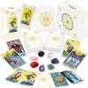 IXIGER Tarot Cards with Guide Book,78 Original Tarot Cards Deck Fortune Telling Game for Beginners&Expert Readers,Classic Tarot Deck Standard Size 4.75" x 2.76",Gilding Tarot Bag and Chakra Stone view 1