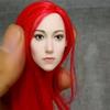 1/6 Scale Female Head Sculpt, Asian Girl Red Hair Pale Skin Head Carved for 12inches Action Figure Body Doll view 1