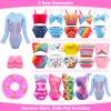 Lot 26 Pack Doll Clothes and Accessories Beach Bathing Set Including 5 Swimsuit 1 Bathrobe 2 Swimming Rings with 18 pcs Glasses Shoes Drinks for 11.5 inch Girl Dolls view 3
