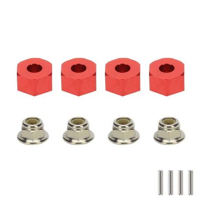 RCAWD 12mm Aluminum Wheel Hex Drive Hub Adaptor (4P) & M4 Locknut (4P) RC Model Car Parts Blue(Red)