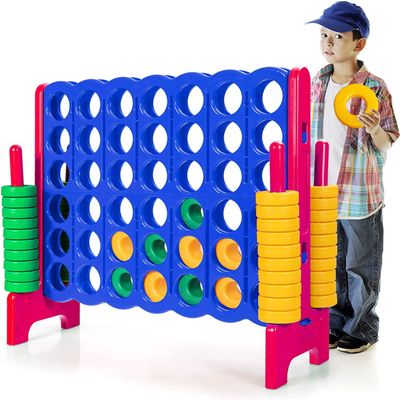 HONEY JOY Jumbo 4-to-Score Giant Game Set, Giant Outdoor Yard Games for Family, 42 Jumbo Rings & Quick-Release Slider, 3.5FT Tall Giant 4-in-A-Row for Kids & Adults