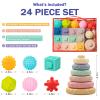 Jyusmile Baby Toys 6-12 Months, Montessori Toy for Babies 6-12 Months, Incl Stacking Building Blocks & Soft Infant Teething Toys & Sensory Balls for Toddlers 0-3-6-9-12 Month view 3