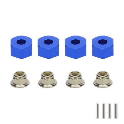RCAWD 12mm Aluminum Wheel Hex Drive Hub Adaptor (4P) & M4 Locknut (4P) RC Model Car Parts Blue(Orange)