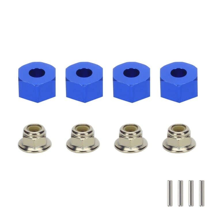 RCAWD 12mm Aluminum Wheel Hex Drive Hub Adaptor (4P) & M4 Locknut (4P) RC Model Car Parts Blue(Orange)