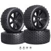 Hobbyfire Pre-Glued OD 3.46" 12mm Hex Wheels Rims and Rubber Tires for Traxxas Bandit VXL Wltoys 144001 Losi Redcat HSP HPI 1/10 Scale Off Road Buggy, Set of 4 view 1