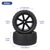 Hobbyfire Pre-Glued OD 3.46" 12mm Hex Wheels Rims and Rubber Tires for Traxxas Bandit VXL Wltoys 144001 Losi Redcat HSP HPI 1/10 Scale Off Road Buggy, Set of 4 view 3