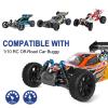 Hobbyfire Pre-Glued OD 3.46" 12mm Hex Wheels Rims and Rubber Tires for Traxxas Bandit VXL Wltoys 144001 Losi Redcat HSP HPI 1/10 Scale Off Road Buggy, Set of 4 view 4
