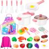 Meaicezli Kids Play Kitchen Accessories Set, Pretend Kids Pots and Pans Playset Toddler Cooking Set Play Kitchen Toys with Fake Play Food Dishes Utensils for Girls Boys Ages 1 2 3 4 5 6 7 8, Pink view 1