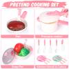 Meaicezli Kids Play Kitchen Accessories Set, Pretend Kids Pots and Pans Playset Toddler Cooking Set Play Kitchen Toys with Fake Play Food Dishes Utensils for Girls Boys Ages 1 2 3 4 5 6 7 8, Pink view 2