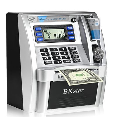 BKstar ATM Piggy Bank for Kids - Talking Electronic Money Bank with Debit Cards & Digital Coin Counter for Real Money, Boys Girls