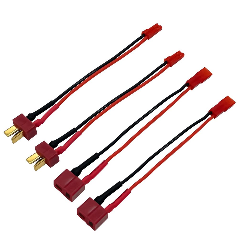 2Pairs T Plug to JST Connector Male Female with 20AWG 10cm Silicone Cable Wire Adapter for RC FPV ESC Speed Controller Lipo Battery Charging