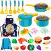 Kids Play Kitchen Accessories Set, Pretend Play Cooking Toys Set, Kitchen Toys Playset for Toddlers, Toy Pots and Pans for Kids Kitchen with Fake Play Food Cookware Utensils Dishes, Girls Boys Gift view 1