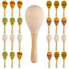 Charniol 24 Pack DIY Wood Kids Maracas - Unfinished Hand Painted Party Favors Mini Wooden Fiesta for Painting Craft Mexican Birthday Baby Shower Luau Party Decor Instruments view 1