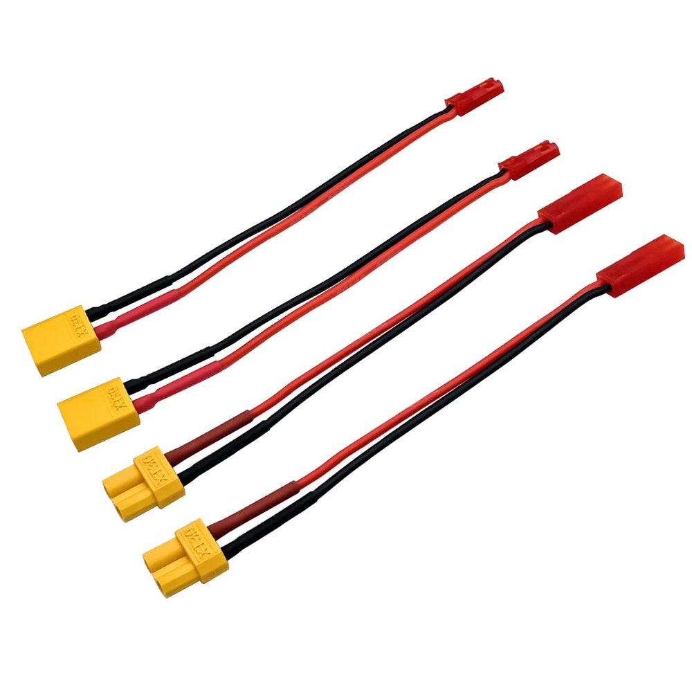 2pairs XT30 Plug to JST Connector Male Female 20AWG Silicone Cable Wire Adapter for RC FPV ESC Speed Controller Lipo Battery Charging