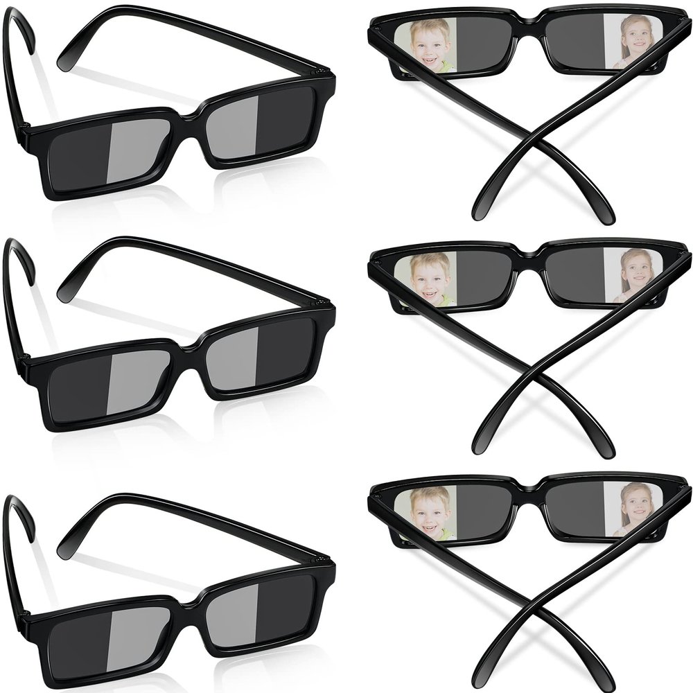 6 Pack Rear View Mirror Sunglasses Real Detective Glasses for Kids Anti Track See Behind You with Inside The Lens Mirrors Detective Gadgets for Party Favor Kids Secret Agent Costume Props