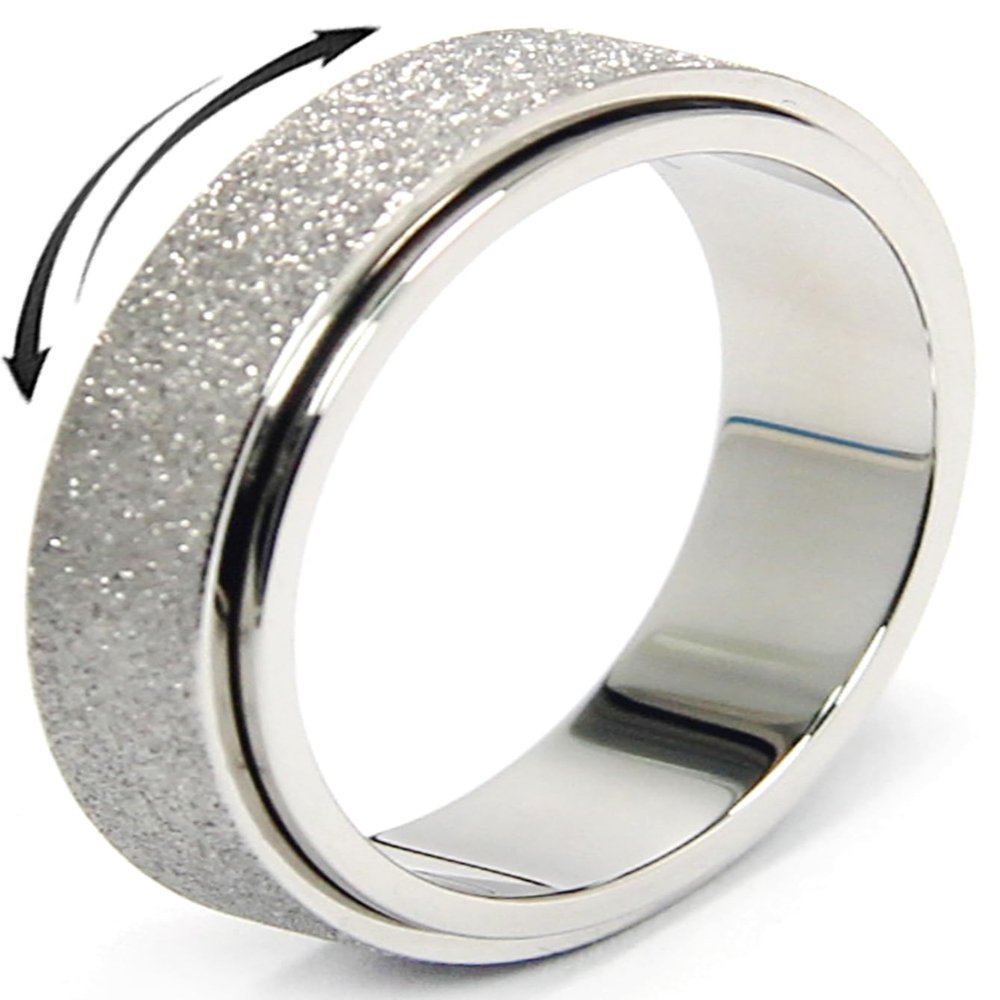 MHWTTY Fidget Spinner Ring Stainless Steel Anxiety Ring for Women Fidget Toys Adults Fidget Rings Anxiety Toys Fidget Spinner Ring Men