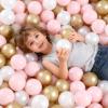 GOGOSO Ball Pit Balls for Toddles Kids Plastic Ballpits Accessories Crush Proof Durable Fun Shape Play Baby Bath Toys,2.15inch 100count Pink+Brown+White view 4