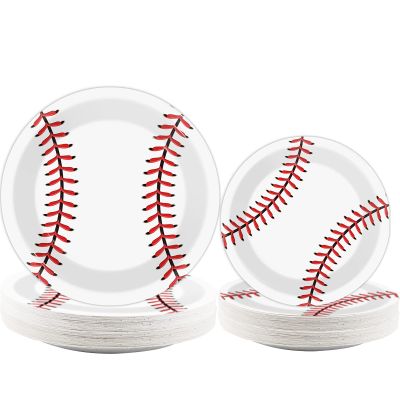 72pcs Baseball Party Supplies Bundle Paper Plates Set Disposable Baseball Party Dinner Dessert Plate Birthday Tableware Decorations Favors for Boys and Girls, Including 36pcs 9" and 36pcs 7" Plates