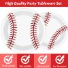 72pcs Baseball Party Supplies Bundle Paper Plates Set Disposable Baseball Party Dinner Dessert Plate Birthday Tableware Decorations Favors for Boys and Girls, Including 36pcs 9" and 36pcs 7" Plates view 3